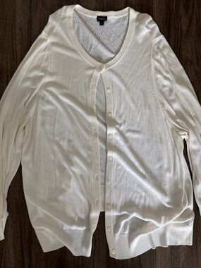 torrid Cream Button-Up Eyelet Knit Cardigan